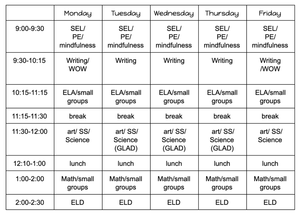 Daily Schedule